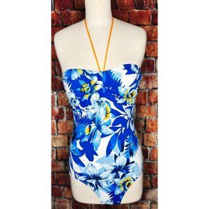 Tommy Bahama Halter Tube Swimsuit Hawaiian Floral Beach One Piece Padded Size 6